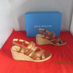Jack Rogers Polly Mid Slingback Wedge Sandals $128 US SIZE 9 1/2 - Luggage -1274